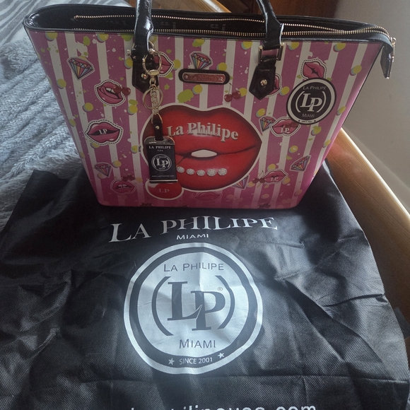 La Philipe Handbags - La Philipe Pink Graphic Tote Bag